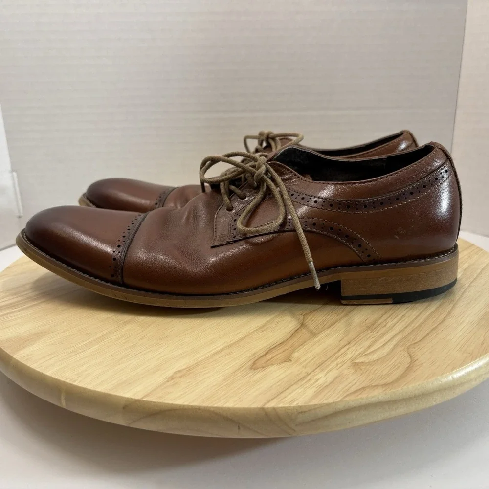 Stacy Adams Dickinson Cap Toe Oxford Cognac Leather Men's Size 9 M 25066-221